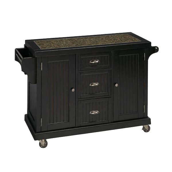 Home Styles 53.5 in. W Granite Kitchen Cart with Drop Leaf