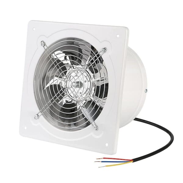 8 in. 500CFM 110V 7-Blades White Cast Iron Electric Powered Exhaust Attic Fan, Ventilation Fan for Kitchen or Bathroom