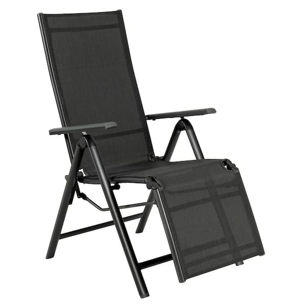 FORCLOVER Outdoor Folding Lounge Chair with 7 Adjustable Backrest and Footrest Positions