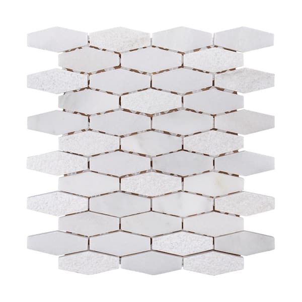 Jeffrey Court Nimbus White 11.625 in. x 11.5 in. Hexagon Mixed Marble Wall and Floor Mosaic Tile (0.928 sq. ft./Each)