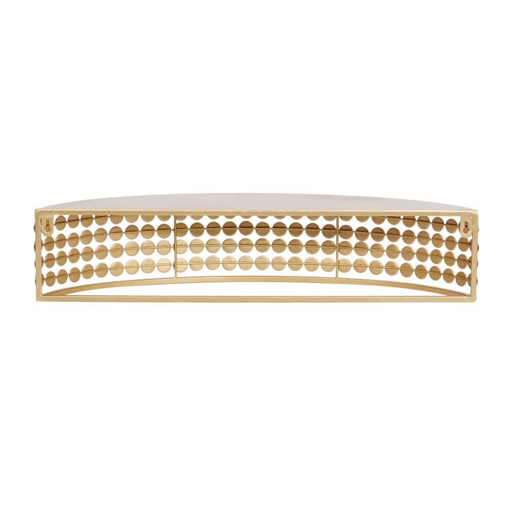 Elegant Gold-Tone Metal Wall Shelf with Crystal Accents, Set of 2