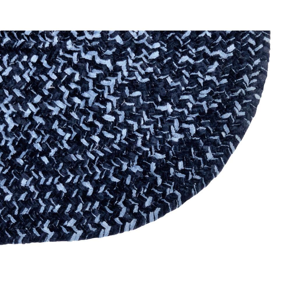 Navy and Smoke Blue Braided Reversible Synthetic Rug