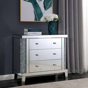 Ellis Silver 3-Drawer Wide Side Table