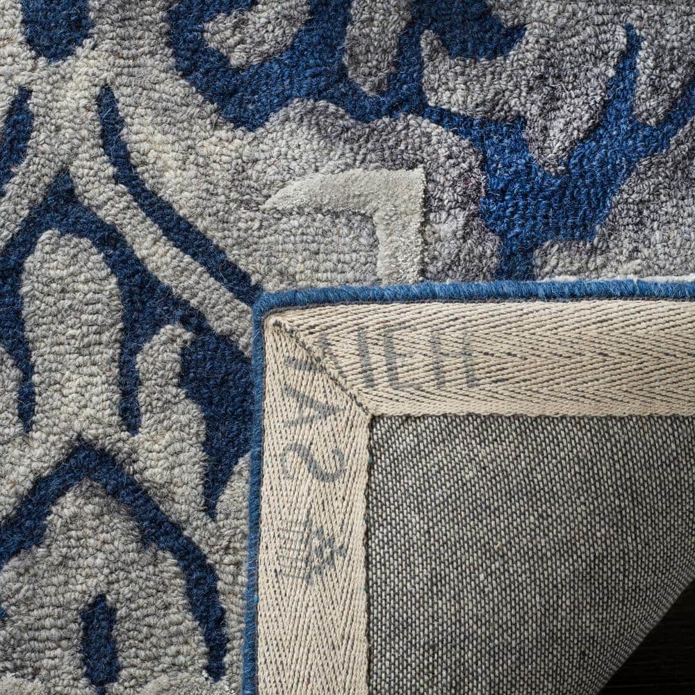 Handmade Gray Floral Tufted Wool Rectangular Accent Rug 2' x 3'