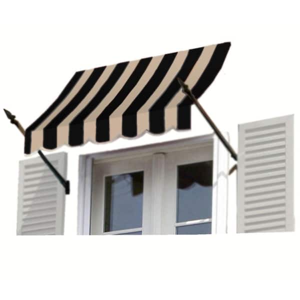 AWNTECH 7.38 ft. Wide New Orleans Fixed Awning (31 in. H x 16 in. D) Black/Tan