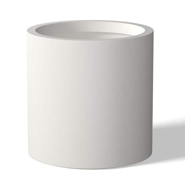 Sapcrete 16 in. Large Crisp White(Enhanced Interior) Concrete Round Planter / Pot with Drainage Holes