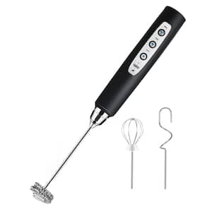 Powerful Black 3-Speed Milk Frother with 3-Whisks