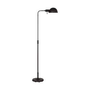 Belmont 9.375 in. W x 64 in. H Aged Iron 1-Light Dimmable Large Task Standard Floor Lamp with Steel Shade