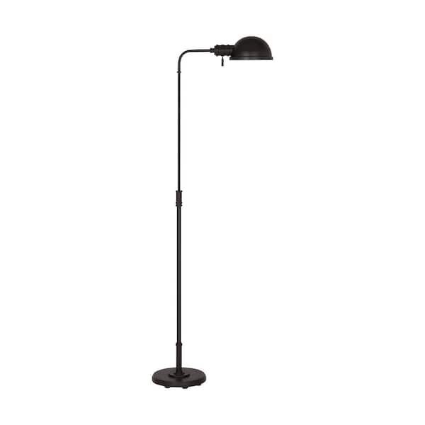 Generation Lighting Belmont 9.375 in. W x 64 in. H Aged Iron 1-Light Dimmable Large Task Standard Floor Lamp with Steel Shade