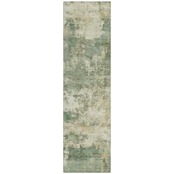 Chantille Machine Washable Indoor/Outdoor Abstract ACN2366 Sage 2 ft. x 7 ft. Runner Rug
