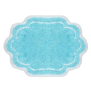 Allure Collection 100% Cotton Tufted Non-Slip Bath Rug, 17 in. x24 in. , Turquoise