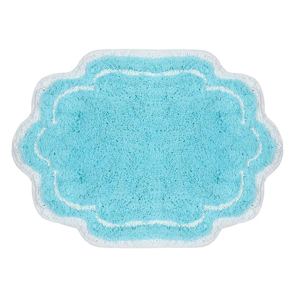 Allure Collection 100% Cotton Tufted Non-Slip Bath Rug, 17 in. x24 in. , Turquoise