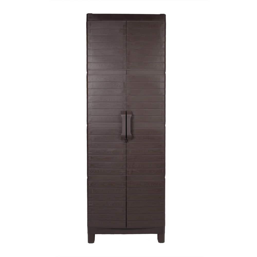 25.59 in. W x 74.80 in. H x 15.75 in. D 3-Shelf Plastic Freestanding Cabinet in Espresso price history on PriceWatchPro