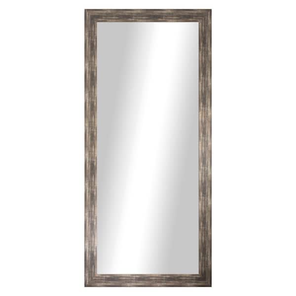 Modern Rustic (64 in. W x 33 in. H) Brushed Brown MDF Wide Rectangle Mirror