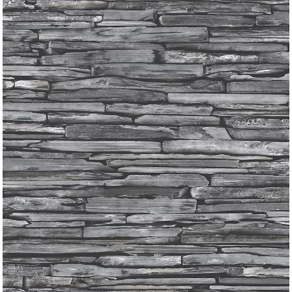 A-Street Prints McGuire Grey Stacked Slate Grey Wallpaper Sample
