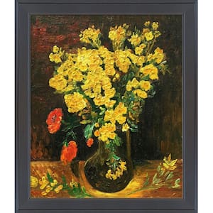 Vase with Viscaria (Poppy) by Vincent Van Gogh Gallery Black Framed Nature Oil Painting Art Print 24 in. x 28 in.