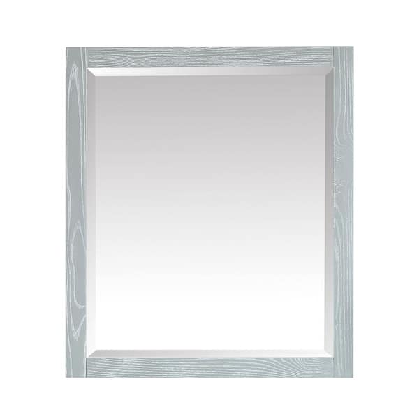 Azzuri Riley 28 in. W x 32 in. H Framed Rectangular Beveled Edge Bathroom Vanity Mirror in Seal Salt Gray