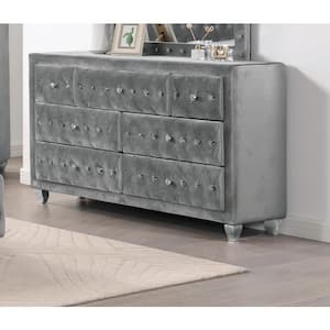 Nesika 7-Drawer Gray Dresser (36 in. H X 58.5 in. W X 17.5 in. D)