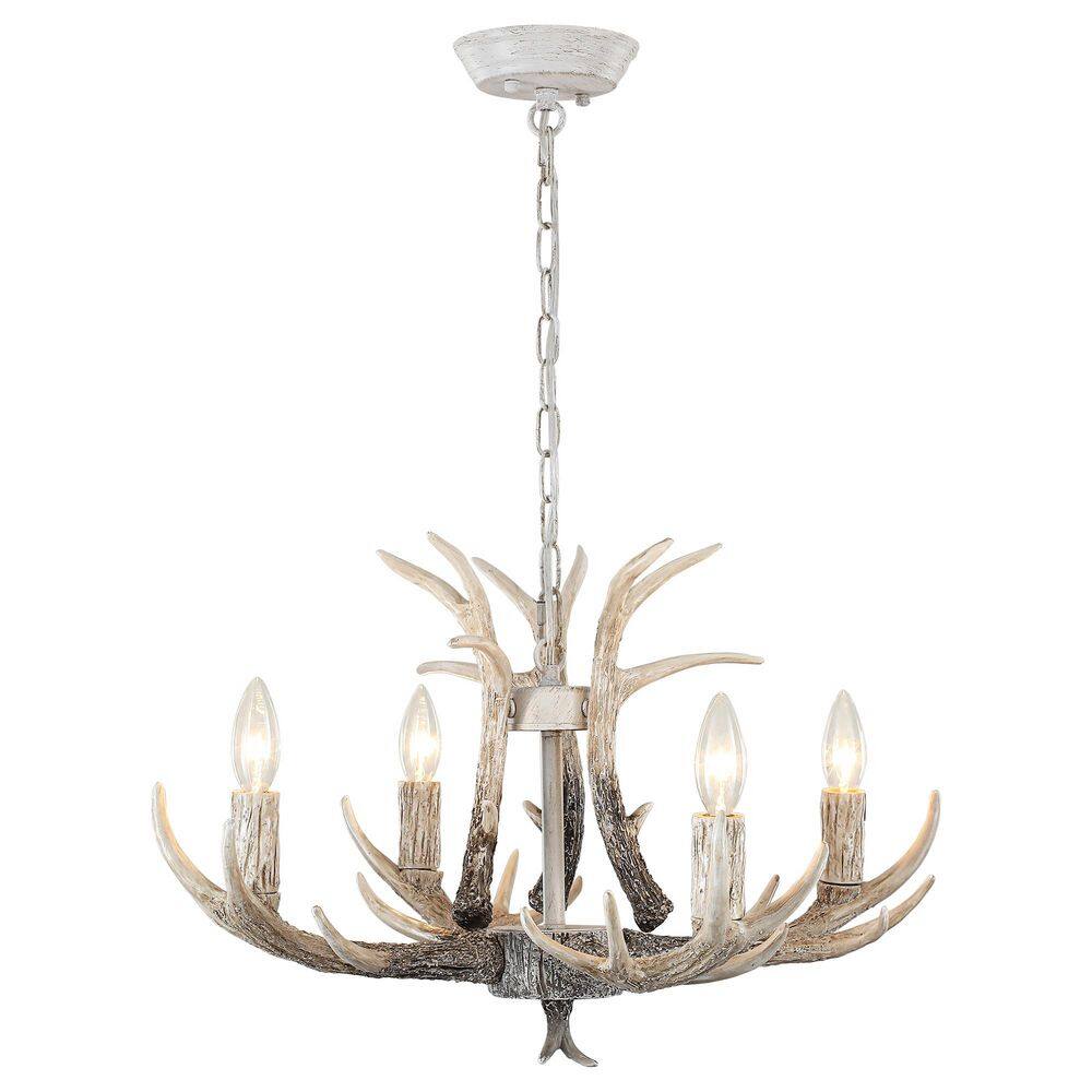 6-Light 22 in. Gray Resin Antler Chandelier Vintage Rustic Farmhouse Candelabra Chandelier For Dining Room Living Room price history on PriceWatchPro