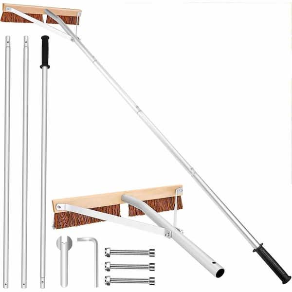 232 in. Aluminum Handle Muti-Link Adjustable Roof Rake with 5 Extend Tubes and Non-Slip Glove for Roof Cleaning