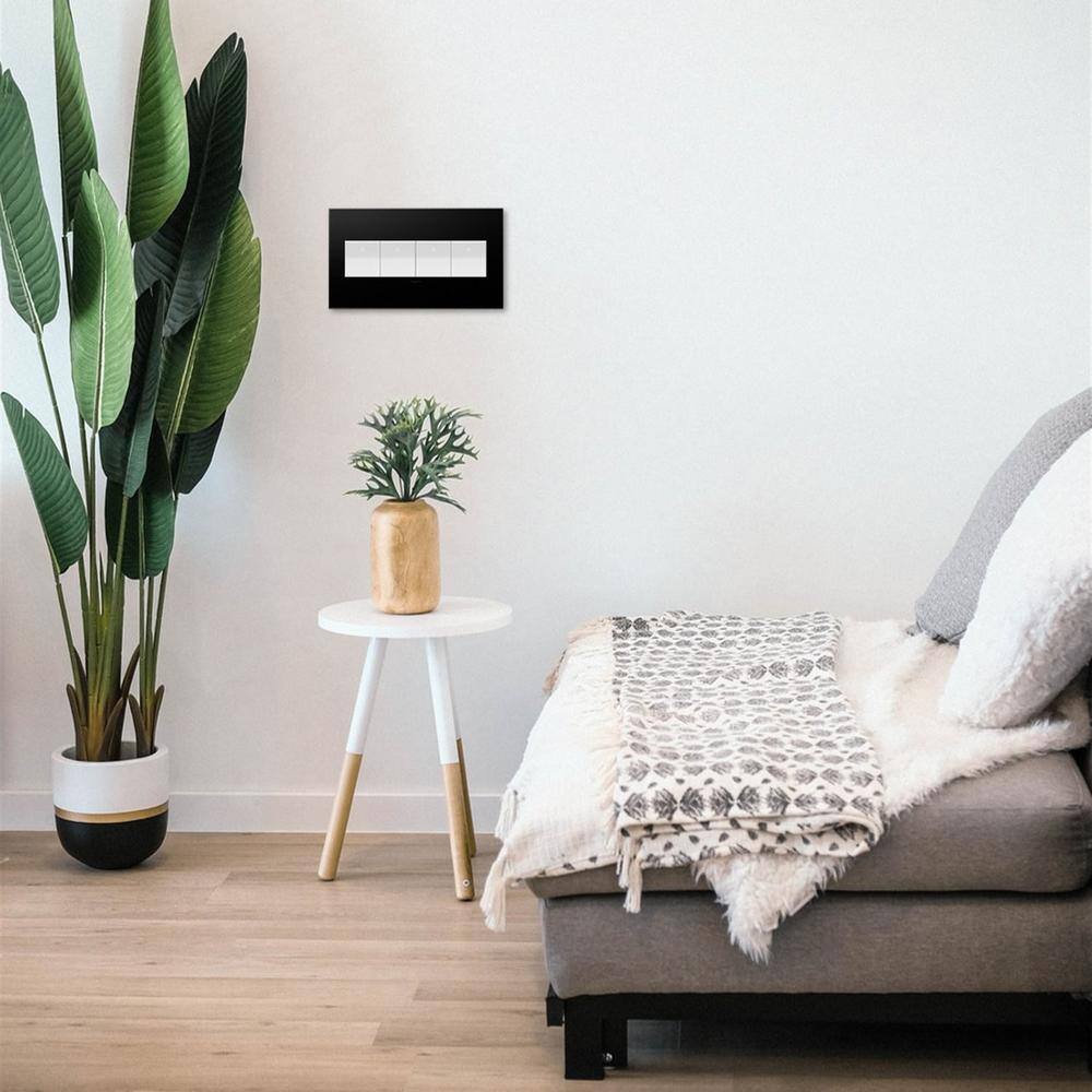 Graphite 4-Gang Screwless Wall Plate with Sophisticated Finish