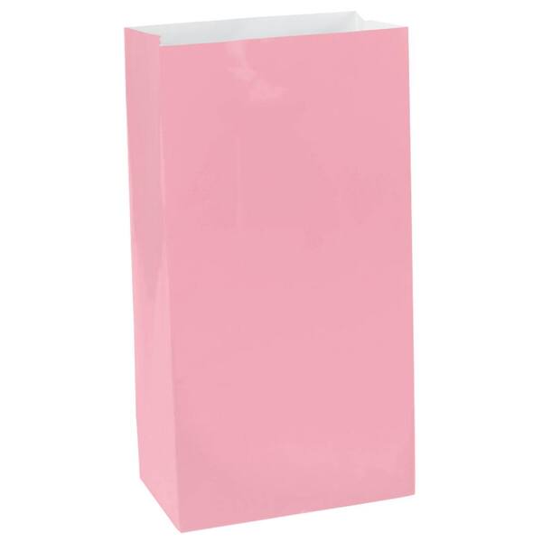 Amscan 10 in. x 5.25 in. Pink Paper Bags (12-Count, 9-Pack)