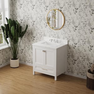 Moray 30 in. W x 19 in. D x 36 in. H Freestanding Single Sink Bath Vanity in White with White Marble Countertop