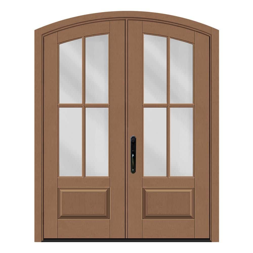 Apex 72 in. x 96 in. Archtop Bowman Glass RHIS Autumn Wheat Fiberglass Double Prehung Front Door price history on PriceWatchPro