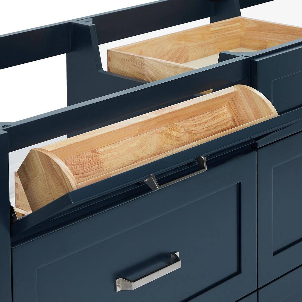 Midnight Blue Double Sink Bathroom Vanity with Marble Top