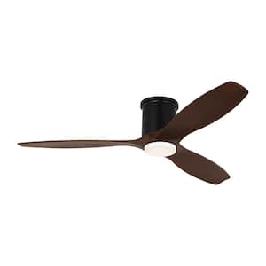 Collins 52 in. Integrated LED Indoor/Outdoor Midnight Black Smart Hugger Ceiling Fan with Light Kit and Remote