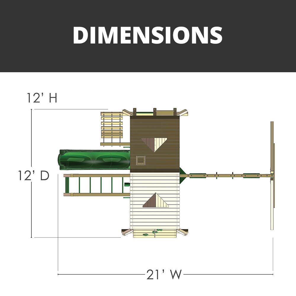 Sun Palace II Redwood Cedar Playground Set with Slide and Swings