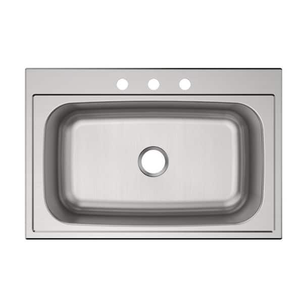 Elkay Parkway 33 in. Drop-in Single Bowl 20-Gauge Stainless Steel Kitchen Sink Only