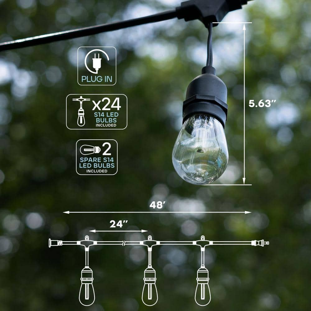 48FT Multicolor LED Outdoor String Lights with Remote Control