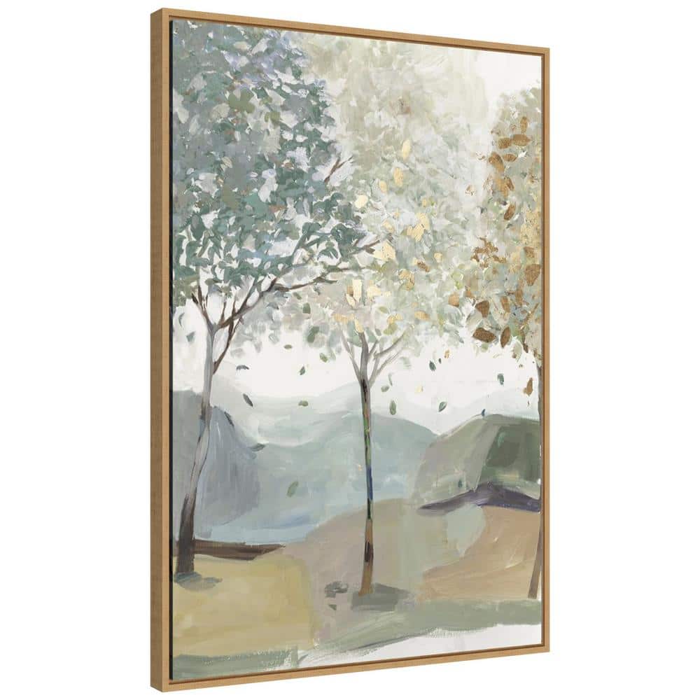 Breezy Landscape Trees III Canvas Print with Maple Frame