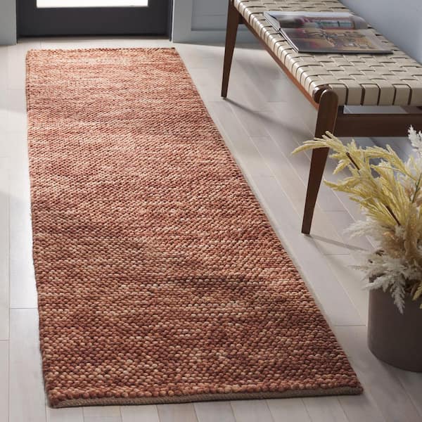 Natura 2 ft. x 9 ft. Rust/Brown Textured Solid Runner Rug