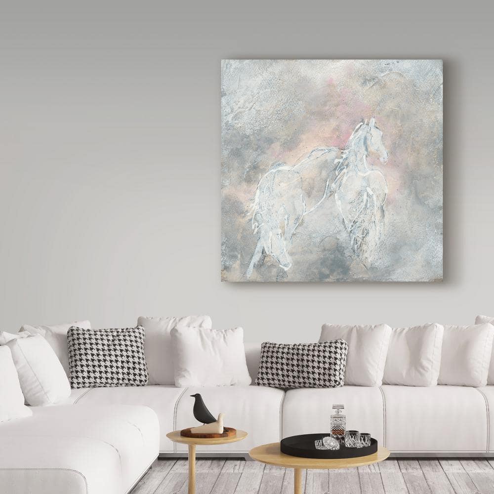 Blush Horses Abstract Canvas Art in Gray and Pink