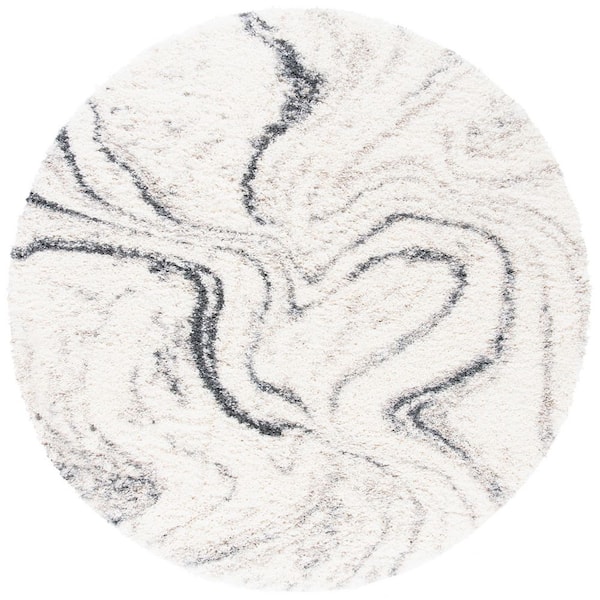 Fontana 10 ft. x 10 ft. Ivory/Gray Abstract Round Rug