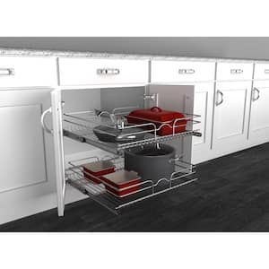 Chrome Kitchen Cabinet Pull Out Shelf Organizer, 24 x 22 In, 5WB2-2422-CR-1