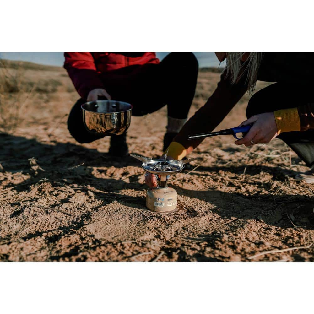 Compact Beige Stainless Steel Single Burner Camping Stove
