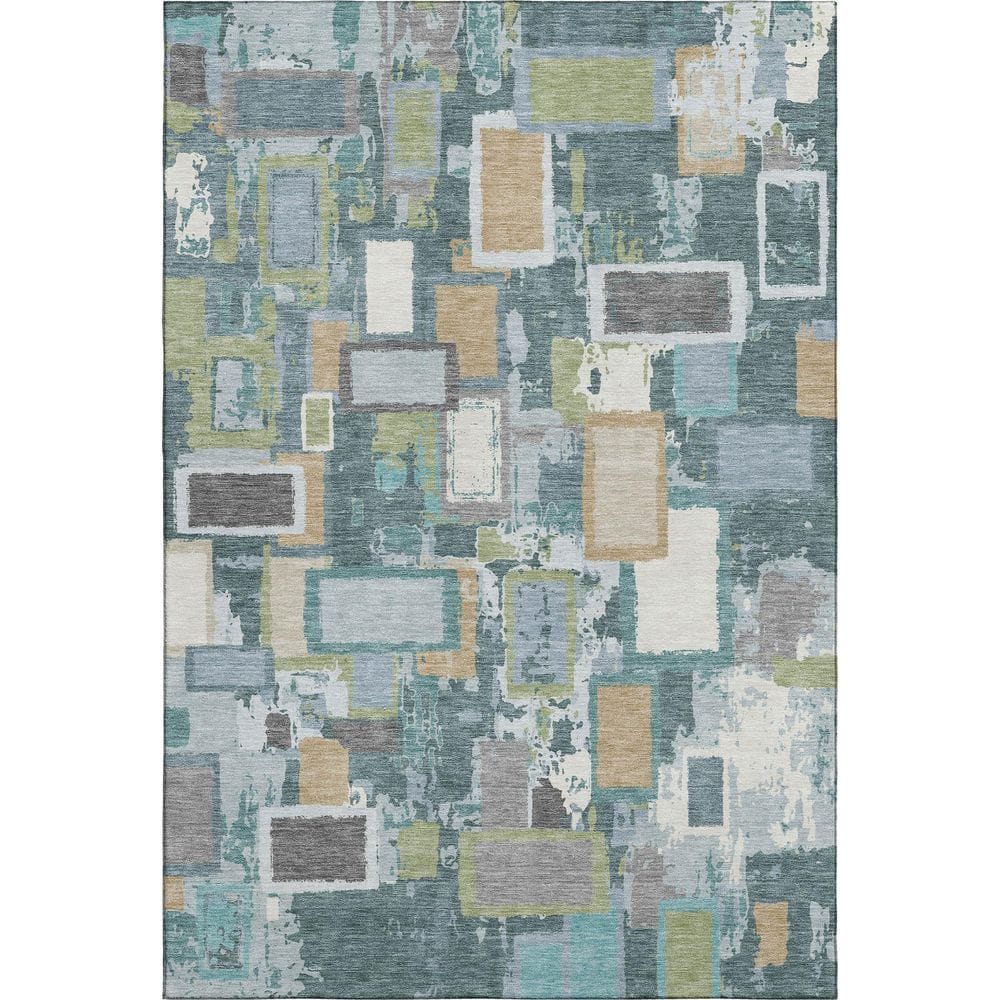 Mayfield Premium Machine Washable Abstract AMF2246 Teal 3 ft. x 5 ft. Area Rug price history on PriceWatchPro
