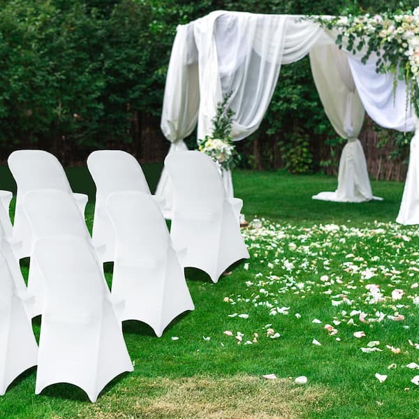 50 Pack Stretch Spandex Folding Chair Covers Black for Wedding, Patio, Party