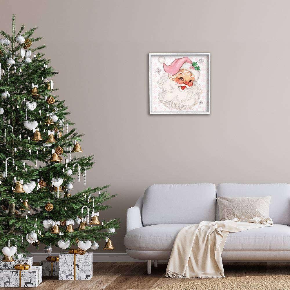Pastel Vintage Jolly Santa by Mollie B. White Framed Abstract Giclee Art Print 24 in. x 24 in. price history on PriceWatchPro