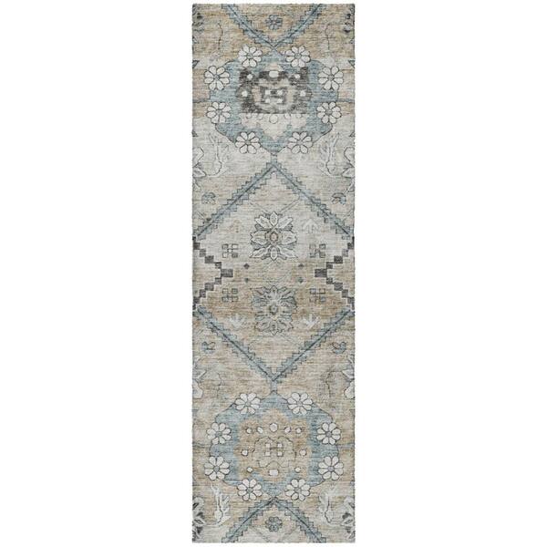 Dream Shag Premium Machine Washable Abstract ADS841 Beige 2 ft. x 7 ft. Runner Rug