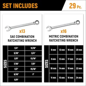Master Metric/SAE Combination Ratcheting Wrench Set (29-Piece)