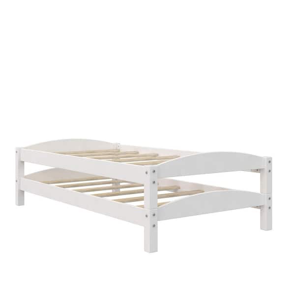 White Stackable Twin Beds 2 Pack, 2 Twin Bed Frames