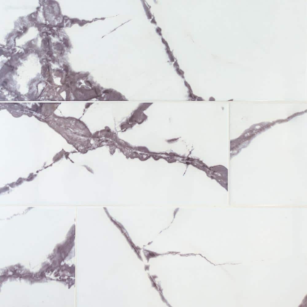 Jeffrey Court Glossy Lilac White 8 in. x 24 in. Glossy