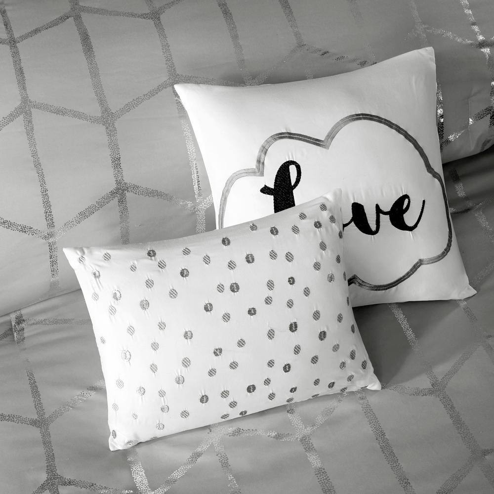 King Grey and Silver Microfiber 5-Piece Comforter Set