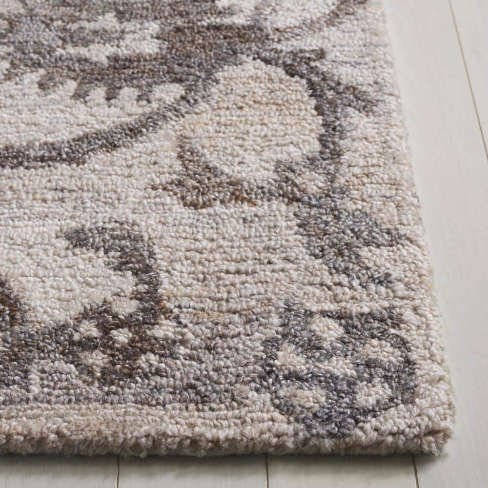 Anatolia Ivory and Brown Hand-Tufted Wool Area Rug, 8' x 10'
