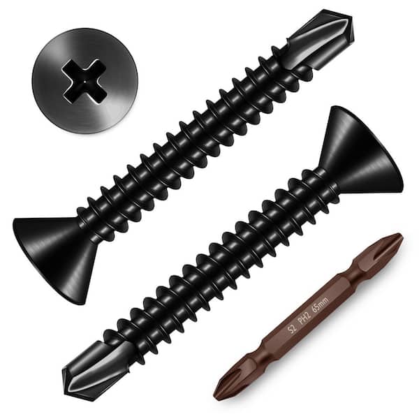 #8 x 1-1/4 in. Black Oxide 410 Stainless Steel Phillips Flat Head Self Drilling Sheet Metal Screws (250-Pack)