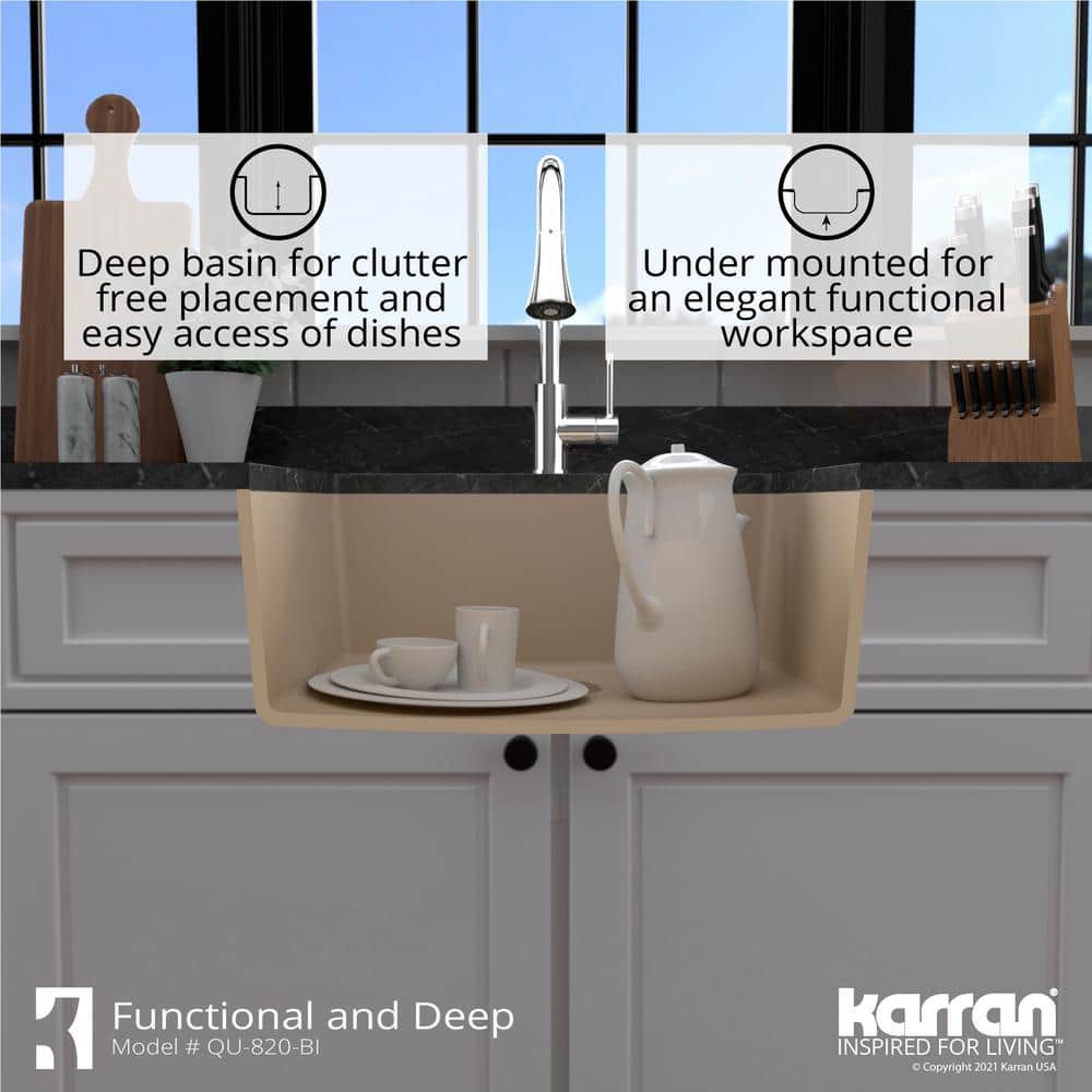 Bisque Quartz Composite Single Bowl Undermount Kitchen Sink